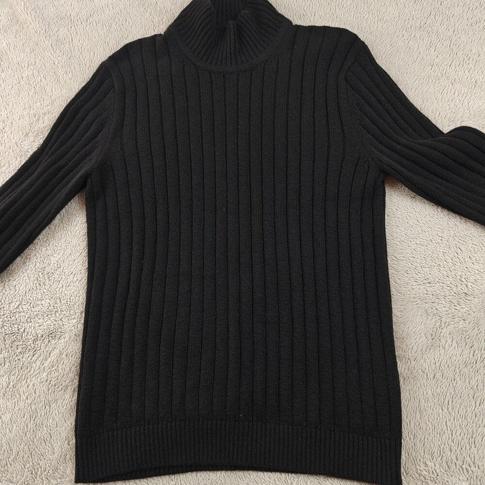 Banana Republic Cozy Turtleneck Sweater Men's M Black Ribbed Mockneck NWT - Picture 2 of 7